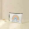 Personnalisé Nom Persalisé Texte Rainbow Sacs de maquillage Cadeau de l'enseignant Mistr Fournitures scolaires mignonnes Pochette à crayons Kits de toilette de voyage j7Co #