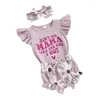 Vêtements Ensembles bébé fille Summer Clothes Sleeve BodySity Ruffle Fleur Bloors Shorts Band 3 pcs Tenue mignonne 0-24m