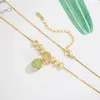 Chains GIOIO Retro Fu Purse Necklace Female Affordable Luxury Fashion Elegant Pomegranate Green Pendant Clavicle Chain