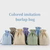 2pcs Jute Natural Burlap Bag Jute Gift Bags Multi Size Jewelry Travel Storage Pouch Mini Candy Jute Packing Bags for Gift Bag 12v8#