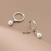 Orecchini a cerchio LAVIFAM Argento sterling 925 Semplice tondo liscio Perla sintetica Fibbia per orecchio Interno 8 mm Gioielli di piccole dimensioni