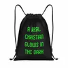 green Ne Glow in the Dark Typography Drawstring Bags Gym Bag Hot Lightweight W0Su#