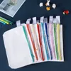 Dhl100pcs Bolsa de artículos de tocador de viaje Lápiz en blanco Bolsa de cosméticos de bricolaje con cremallera 22 * 13 * 4,5 cm E5PI #