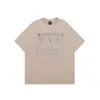 Lavagem 270g desgastada manga curta ombro solto americano high street camiseta marca de moda roupa masculina