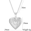 Pendentif Colliers HNSP Vintage en acier inoxydable ouvert médaillon coeur chaîne collier pour femmes fille bijoux cou accessoire cadeau