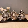 Portacandele "Tre cose da non fare" Portacandele decorativo per statua di Buddha Non vederlo Ascolta parlare di Zen Maitreya Artigianato Decorazioni per la casa