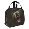 Sac à lunch isolé féroce Grizzly Bear pour femmes hommes étanche refroidisseur thermique boîte à lunch bureau pique-nique voyage sacs fourre-tout L7FZ #