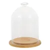 Vaser glas täcker bröllopsdekor dammtät mikrolandskap vas godis klar kupol trä presentförpackning bordsskiva