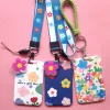 cute Fr Girl Student Bus Card Case with Lanyard Women Work Badge ID Card Holder Identity Badge Cards Cover Wallet F4HU#