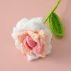 Dekorativa blommor Färgglada handvävda Rose Flower Artificial Crochet Valentine's Day Buquets Party Wedding Home Decor Girls Gift