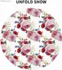 Bordduk Flower Multicolor Floral Roses Drabla Rund 60 tum Bord Täck Polyester Wrinkle-resistent vattentät utomhusbordsduk Y240401