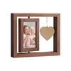 Frames Picture Frame Gift For Mom Double-Sided 4x6 Po Wooden Rotating Stand Pictures Decor Commemorative