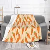 Cobertores Feliz Cenouras Cobertor para Sofá Cama Viagem Laranja Bonito Dos Desenhos Animados Crianças Kawaii Crianças Cenoura