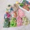 14*16cm Japanese Style Fr Plants Drawstring Cott Storage Bag Gift Candy Jewelry Organizer Makeup Cosmetic Coins Keys Bags K6OS#