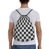 Freemas Checkered Pattern Trawstring sac à dos Sac de sport pour hommes Femmes Mas Masic Training Sackpack 69TZ #