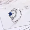 Cluster Rings Creative Round Planet Sapphire Little Star Lover Ring Original Sterling S925 Silver Engagement Bride Gift Party Jewelry