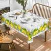 Bordduk sommar citron eukalyptus blad rektangel dukdukar köksbord dekor återanvändbar vattentät bordsduk bröllopsfest dekorationer y240401