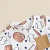 Kläderuppsättningar Kmbangi Toddler Baby Boy Summer Outfits Baseball Print Kort ärm Crew Neck Sweatshirt Elastiska midjeshorts 2m