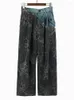 Dżinsy damskie UCXQ High Street Y2K Leopard Drukuj Patchwork Patchwork Design szeroką nogę luźne swobodne spodnie Kobiety 2024 Spring Autumn 6U7028
