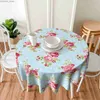 Toalha de mesa tonelada de mesa redonda estampa floral poliéster impermeável toalha de mesa floral de rosa