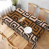 Bordsduk Afrikan Boho Brown Rectangle Tracloth Farmhouse Dining Table Decor återanvändbart vattentätt bord täcker bröllopsfestdekorationer Y240401