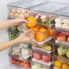 Bouteilles de stockage, boîte de réfrigérateur, bacs empilables en plastique transparent pour produits frais