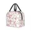 女性のための日本の桜の花の断熱ランチバッグ花柄のfr resuable coolar thermal food lunch box work School travel y0mo＃