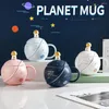 Mokken 400ml Creatieve Relief Cartoon Keramische Cup Serie Planeet Mok Met Deksel Lepel Cadeau Leuke Koffie En Kopjes Set