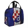 Sacos de armazenamento Personalizado Croácia Futebol Almoço Saco Frio Caixa Isolada para Mulheres Crianças Escola Trabalho Picnic Food Tote