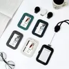 Casekey 개폐식 끈 ID 배지 홀더 가죽 은행 버스 메트로 패스 카드 케이스 케이스 커버 남성 여성 이름 태그 카드 홀더 스트랩 N1GU#