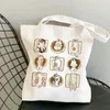 Vrouwen Tas Casual Grote Capaciteit Schoudertassen Tassen Shopper Canvas Panda katten Fi Harajuku Print Ulzzang Handtassen O6Oq #