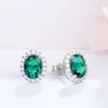 Oorknopjes Lab Grown Emerald Edelsteen Ovaal Geslepen 925 Sterling Zilveren Fijne Sieraden Groothandel