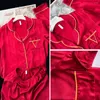 Dames Nachtkleding 2024 Lente Slaap Set Lange Mouw Huiskleding Dames Satijnen Pyjama Pak Liefhebbers Nachtkleding Luxe Dier Jaar Rood