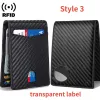 Ny RFID-stöldskorthållare Karbisfiber Multi-korthållare Mynt Purse Men's Credit Card Holder Luxury Microfiber Plånböcker J91Z#