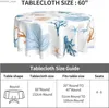 Tkanina stołowa przybrzeżna plażowa obrus okrągły 60 -calowy wodoodporny poliestrowy kółko Ocean Starfish Coral Table Table Cover Y240401