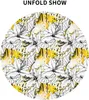 Nappe de Table ronde florale noire et blanche, 60 pouces, feuille abstraite, aquarelle artistique, tissu froissé lavable, nappe en Polyester