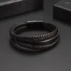 Bracelets de charme de haute qualité tissé à la main en cuir en couches pour hommes mode bracelet décontracté bijoux cadeau de vacances père