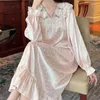 Kadınların pijama gelişmiş Fransız geceliği buz ipek bahar uzun kollu gece kıyafetleri 2024 girly sonbahar dantel gevşek gündelik pijama etek