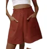 Designer Shorts säljer bra ny kvinnors bomull och hampa knoppar med hög midja shorts mode stort brett ben avslappnad