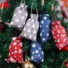 50pcs / lot 13x18cm 5 * 8 '' rouge / bleu / gris cordon coloré sacs Cott Christmas New Year Gift SockeS Sacs de rangement P0O5 #