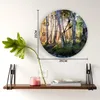 Wall Clocks Birch Forest Woods Early Morning Round Clock Creative Home Decor Living Room Quartz Needle Hanging Watch