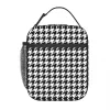 modern Black White Houndstooth Insulated Lunch Bags for Outdoor Picnic Geometric Resuable Thermal Cooler Lunch Box Women Kids I6MC#