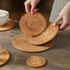 Table Mats Rattan Handmade Round Insulation Pot Mat Placemat Kitchen Tea Ceremony Accessories Decor