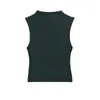 Women's T Shirts YENKYE 2024 Sleeveless Mock Neck Shirt Women Solid Slim Crop Top Summer Tees