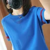 Damen-T-Shirts, hohl gestrickt, Eisseide, T-Shirts, Sommer, Sonnenschutz, O-Ausschnitt, Pullover, T-Shirt, koreanische Mode, Kawaii, Patchwork, kurze Ärmel