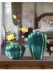 Vase 2024リビングルームELモデルソフトデコレーションノルディッククリエイティブチャイニーズスタイルライトラグジュアリーセラミック花瓶の装飾品