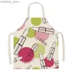 Aprons Nail polish lipstick beauty printed apron Kitchen ladies cleaning linen apron Parent -child cuffnant baking accessories delantal Y240401CKJI