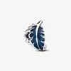 Blue Curved Feather Charm Pandoras 925 Sterling Silver Silver Charm Set Set Bracelet Making Beded Sharms Designer Necklace Pendant Original Box Top Box Top