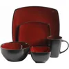 Service d'assiettes pour 8 (40pc) Dish Square Glaze Reactive Stoare Dingewred Set Complete Table Vole du fret rouge GRATUIT