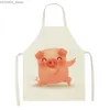 Förkläden Cartoon Printed Pig Kitchen Apron Antifouling Apron Womens Home Room Cleaning Apron Home Kitchenware Decorative Accessories Y240401